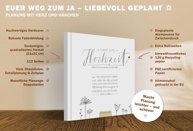 Hochzeitsplaner florales Vintage Design in Weiß Grau Beige